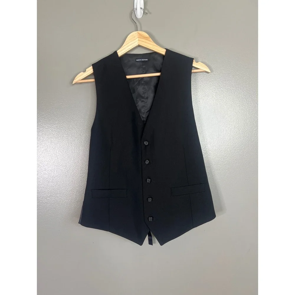 Nautica Mens Suit Vest Black Wool Blend  Medium grunge goth